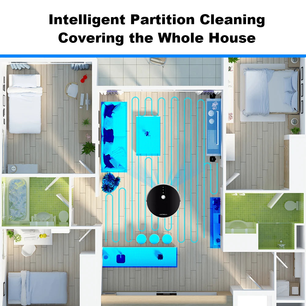 /LILIN C30B Robot Vacuum Cleaner AI Map Navigation,Memory,Smart Partition,Wifi App,6000Pa Suction,Electric Water Tank