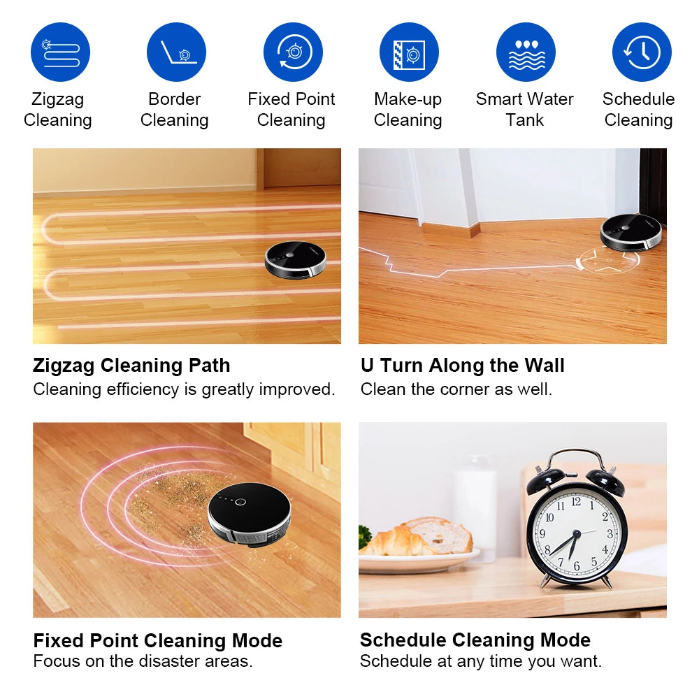 /LILIN C30B Robot Vacuum Cleaner AI Map Navigation,Memory,Smart Partition,Wifi App,6000Pa Suction,Electric Water Tank